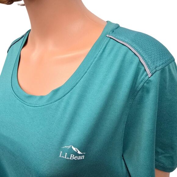 L.L. Bean Athletic Activewear Top T-shirt Size XL Teal Stretch 504123 Unisex - Picture 5 of 14